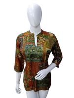 Pretty Mul silk digital printed short top in pichwai