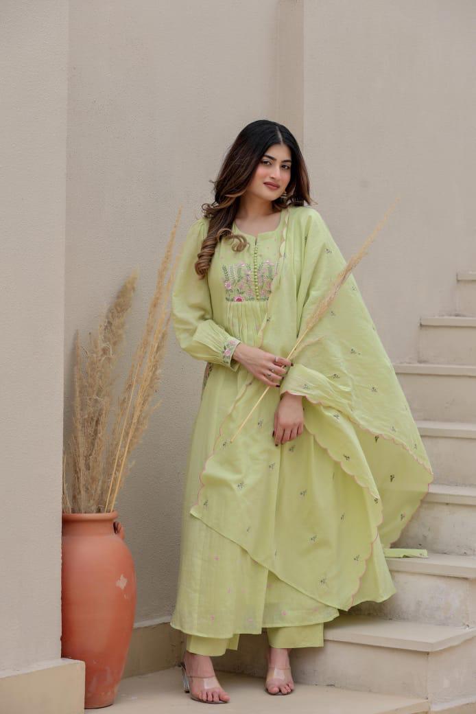 Pretty designer sleeves Mul Cottonfull suit set