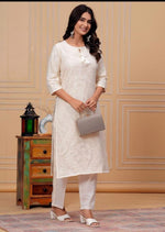 Super premium netted kurta paired with cotton pant in blue