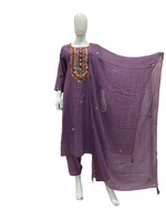 Mul cotton embroidered suit set