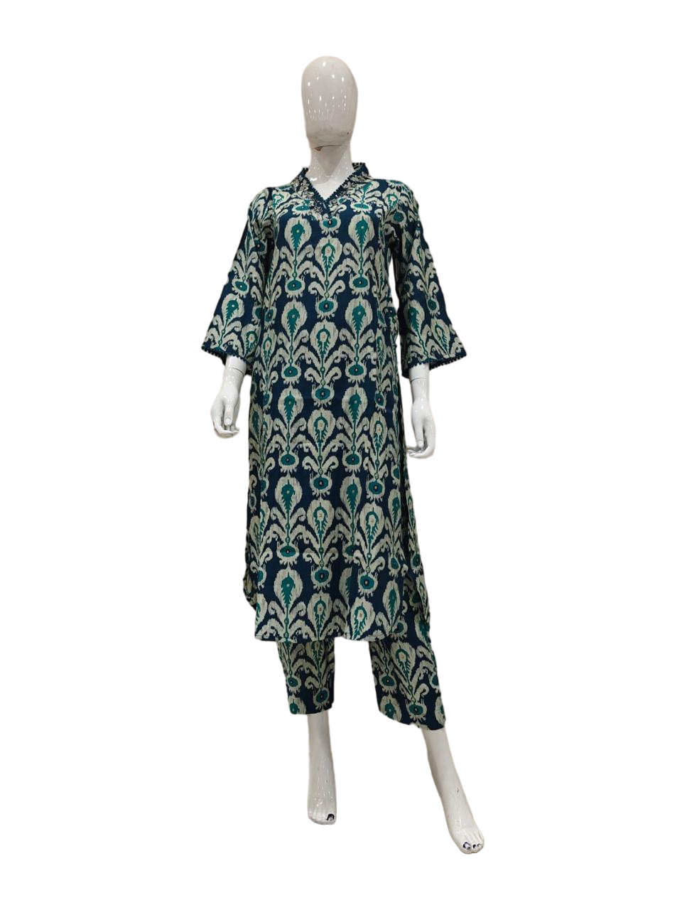 V neck muslin kurta pant