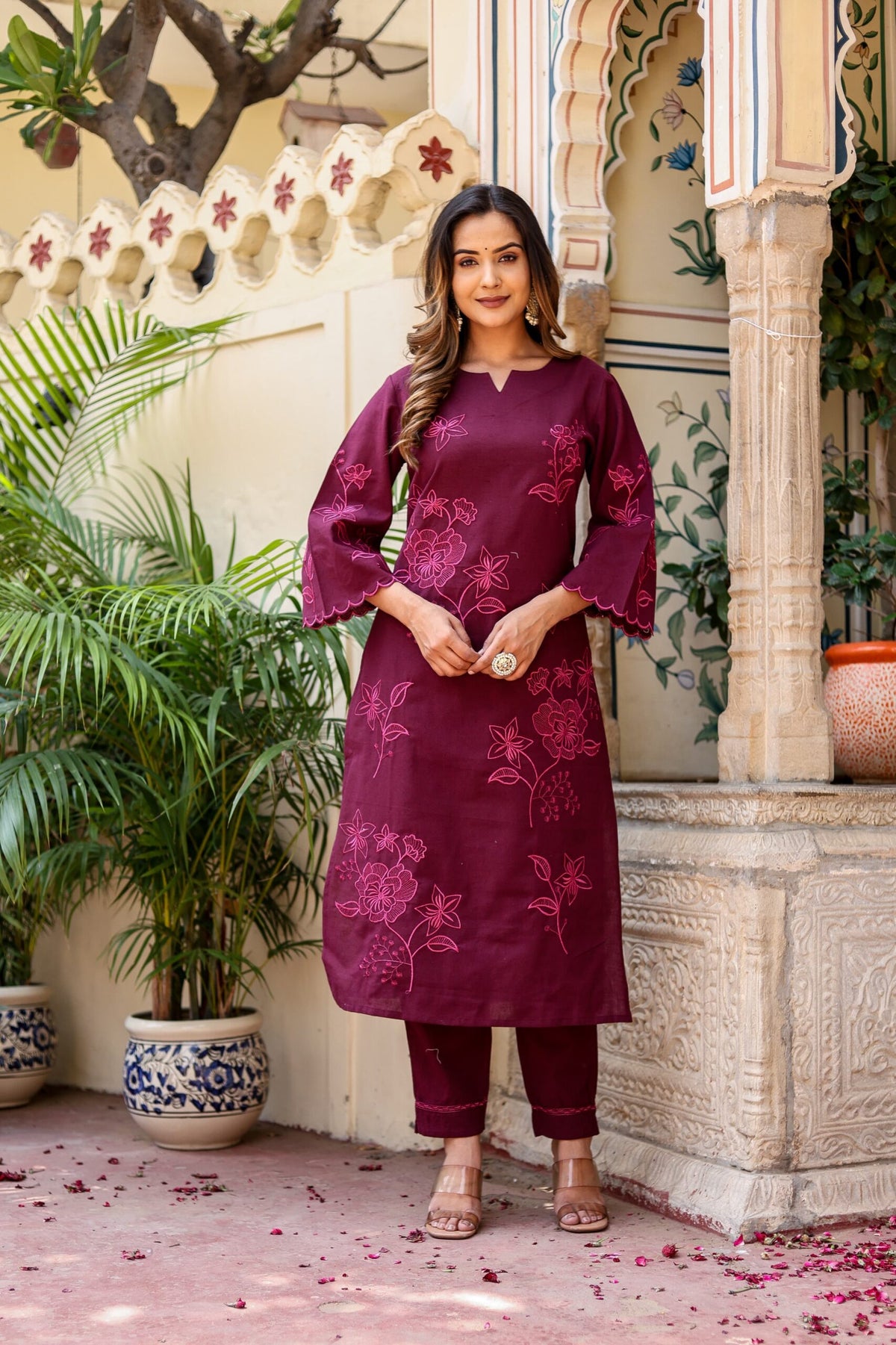 Premium cotton fully embroidered kurta pant