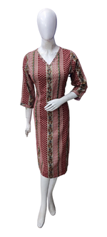 Beautiful and stylish V neck rayon kurta with gold foil print