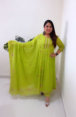 Premium pure Mul cotton Anarkali suit comes with lining and paired with brush painted dupatta