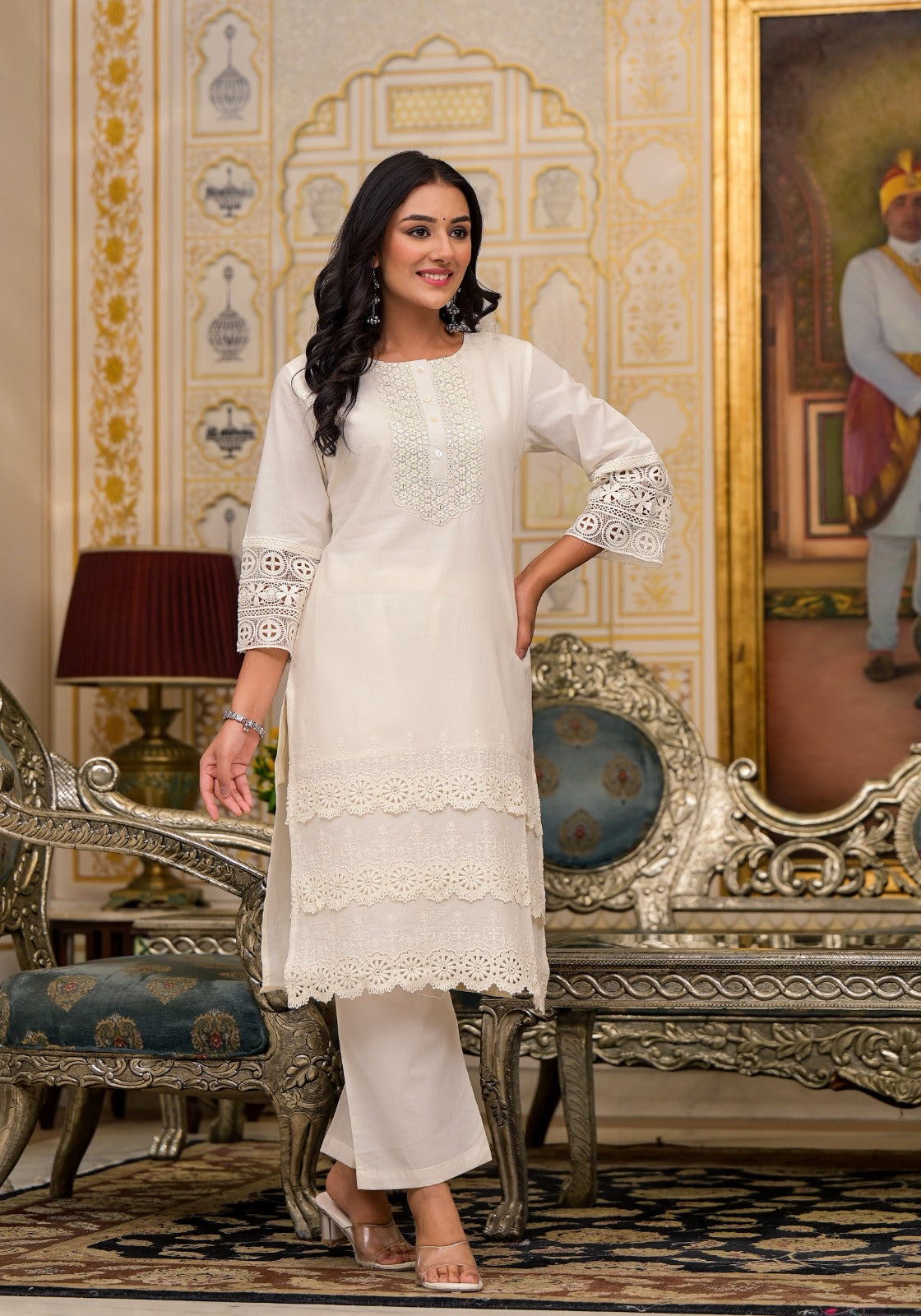 Beautiful shifli cotton lining stylish kurta pant