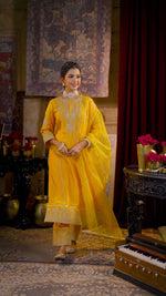 Super gorgeous dola silk intricate zari work party wear suit set