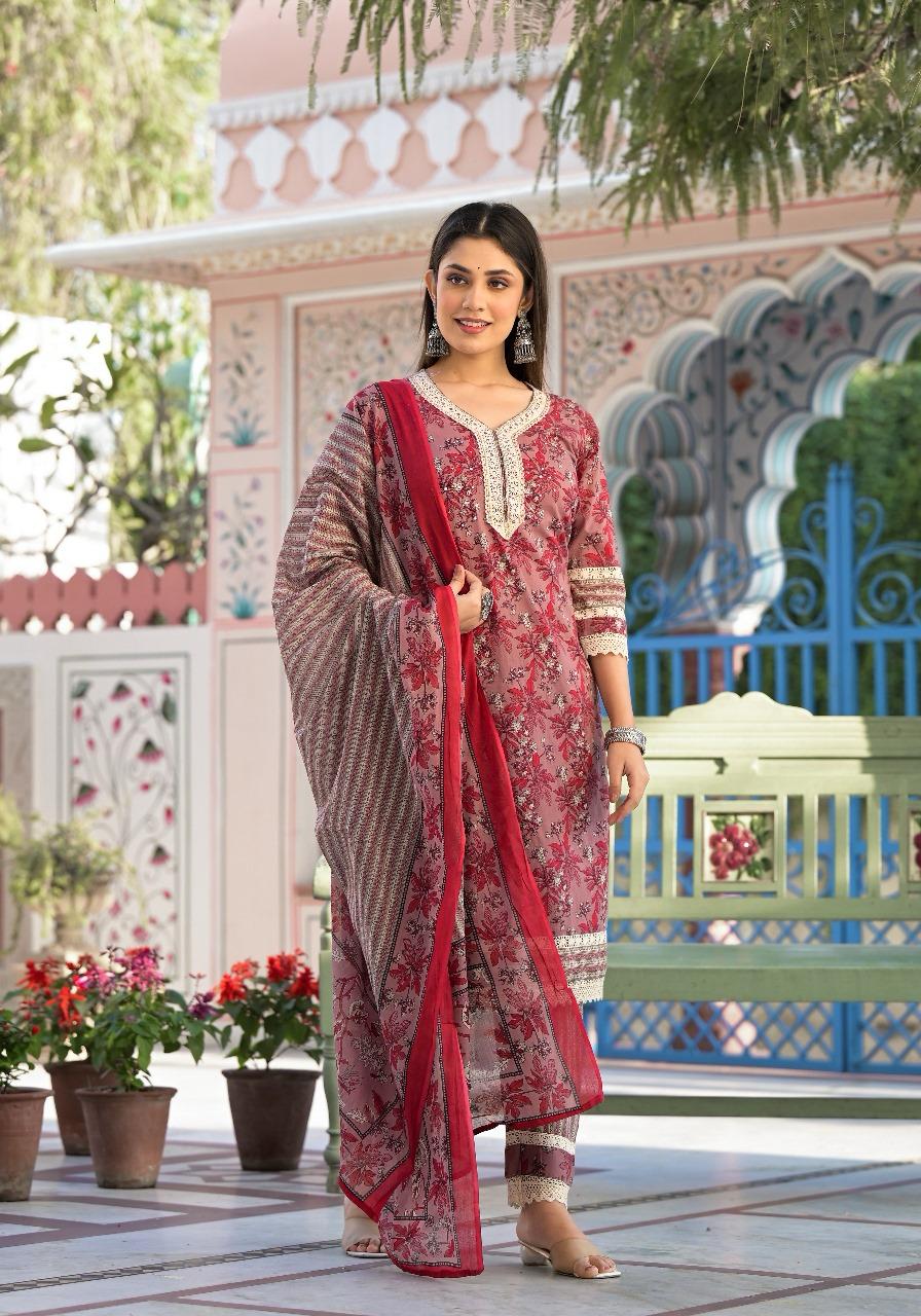 Pure cotton with beautiful lace detailing suit set